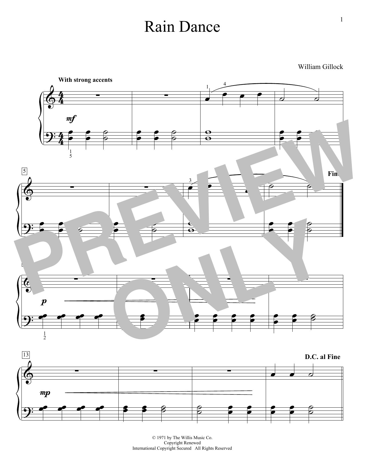William Gillock Indian Rain Dance Sheet Music Notes & Chords for Educational Piano - Download or Print PDF