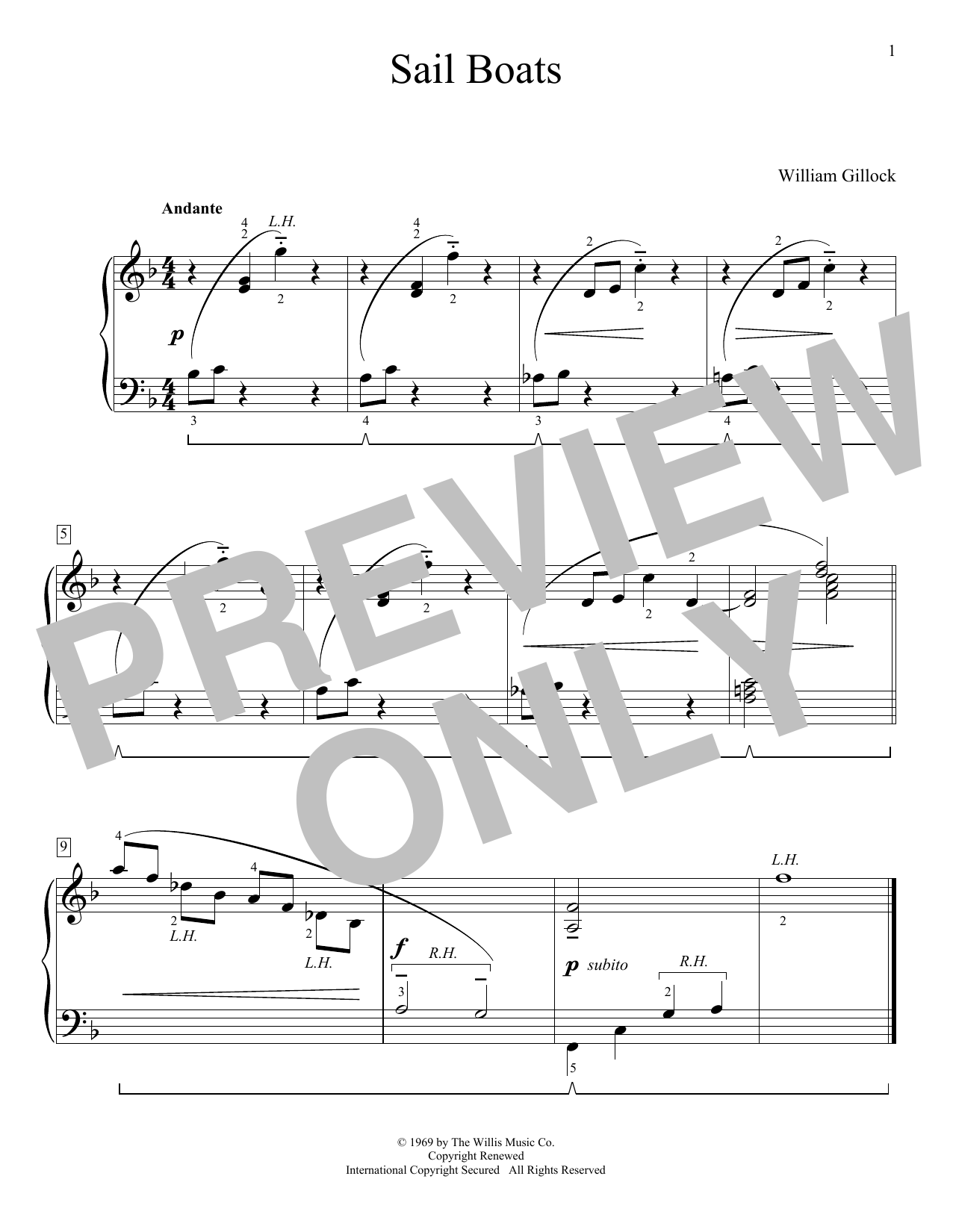 William Gillock Sail Boats Sheet Music Notes & Chords for Educational Piano - Download or Print PDF