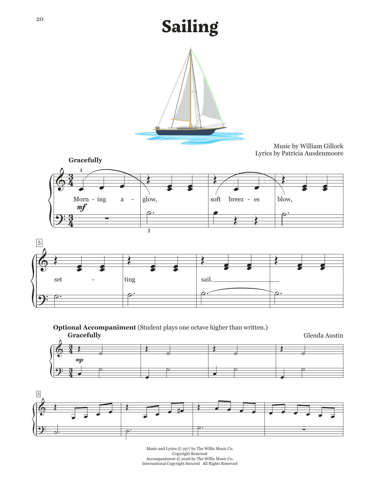 William Gillock Sailing Sheet Music Notes & Chords for Educational Piano - Download or Print PDF