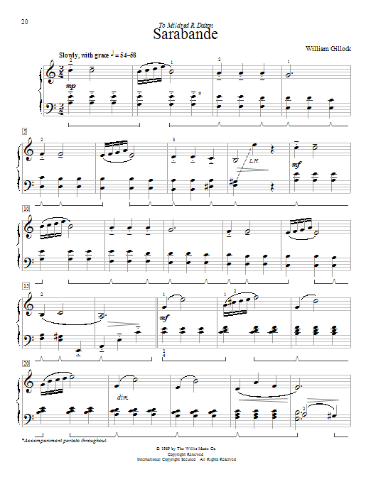 William Gillock Sarabande Sheet Music Notes & Chords for Educational Piano - Download or Print PDF