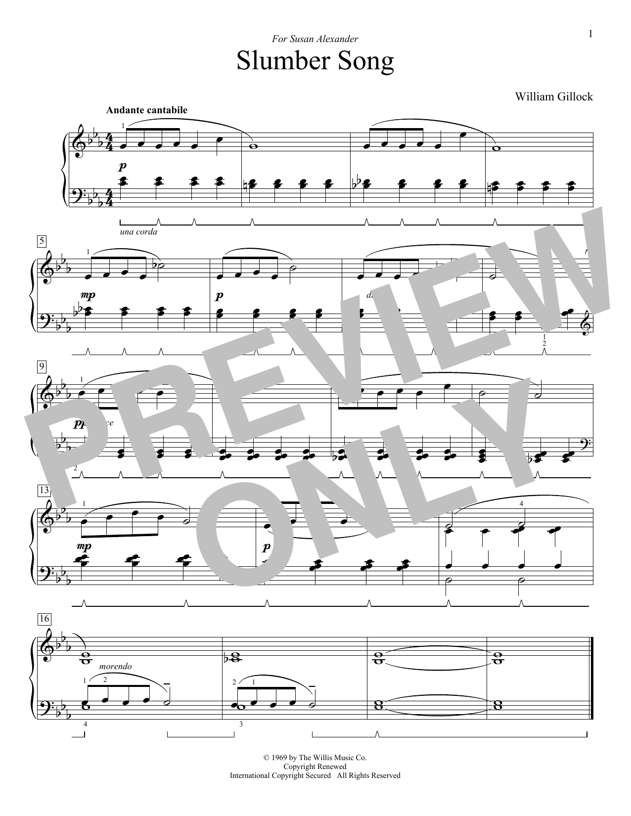 William Gillock Slumber Song Sheet Music Notes & Chords for Educational Piano - Download or Print PDF
