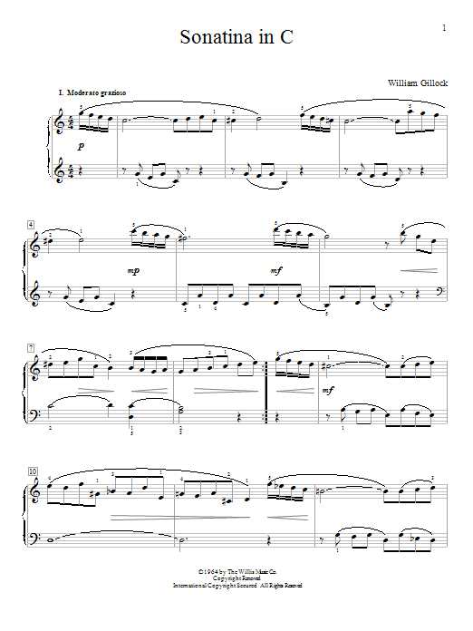 William Gillock Sonatina In C Sheet Music Notes & Chords for Educational Piano - Download or Print PDF