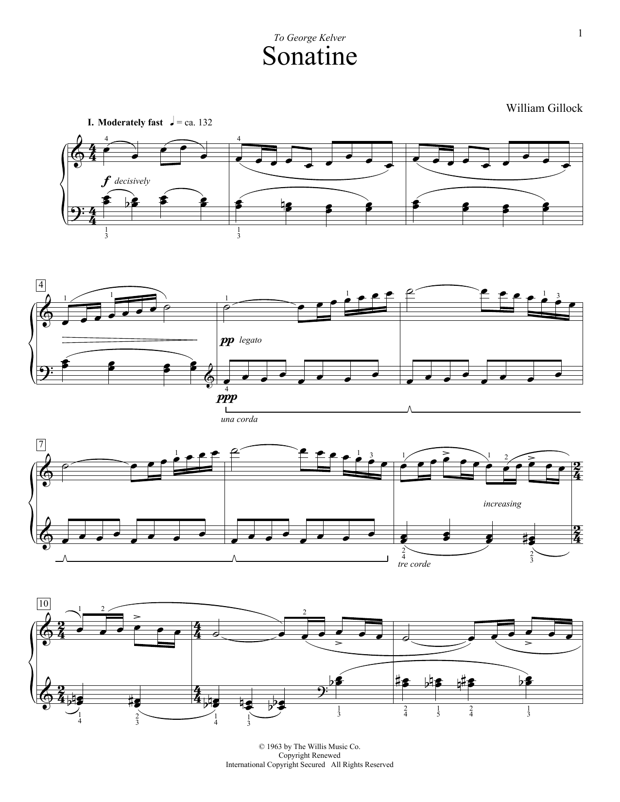 William Gillock Sonatine Sheet Music Notes & Chords for Educational Piano - Download or Print PDF