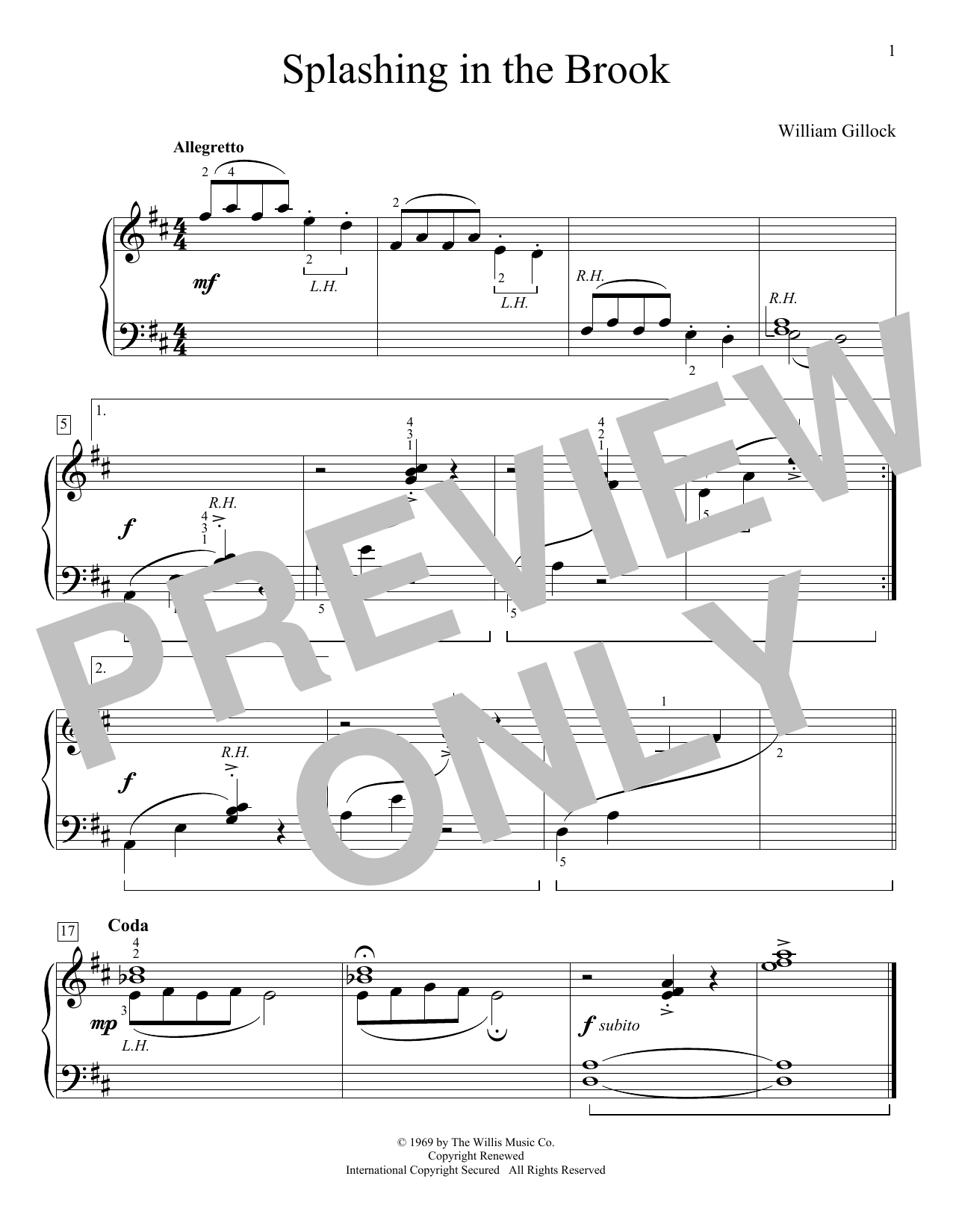 William Gillock Splashing In The Brook Sheet Music Notes & Chords for Educational Piano - Download or Print PDF