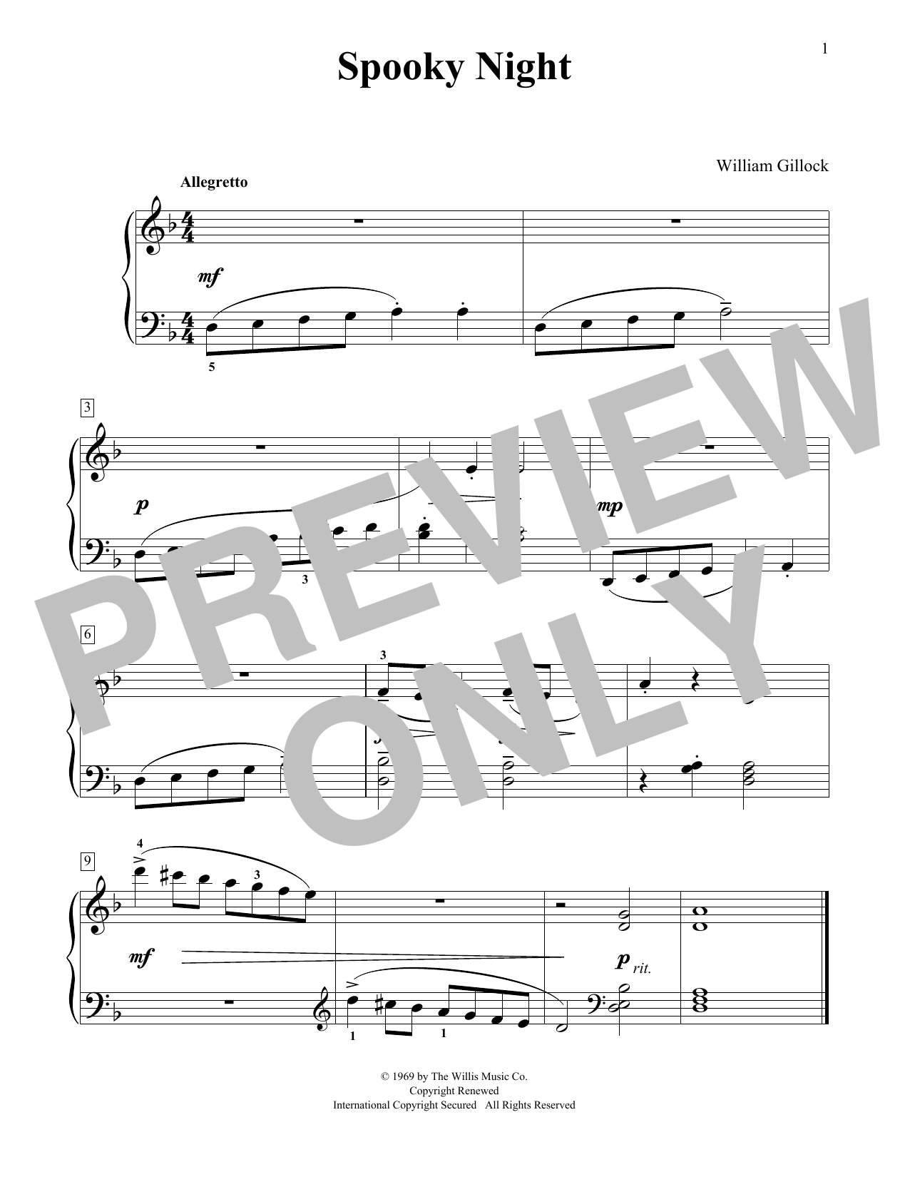 William Gillock Spooky Night Sheet Music Notes & Chords for Educational Piano - Download or Print PDF