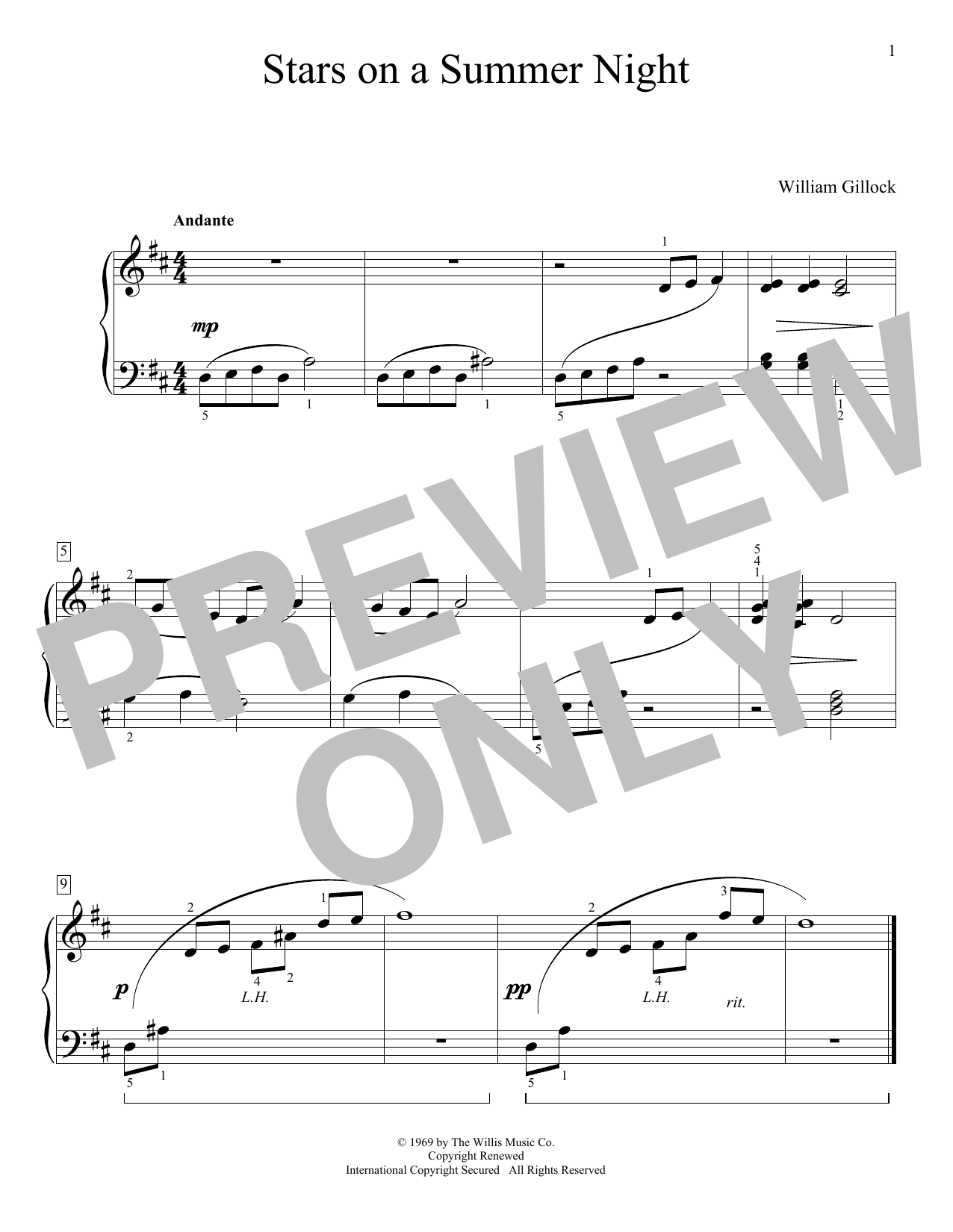 William Gillock Stars On A Summer Night Sheet Music Notes & Chords for Educational Piano - Download or Print PDF