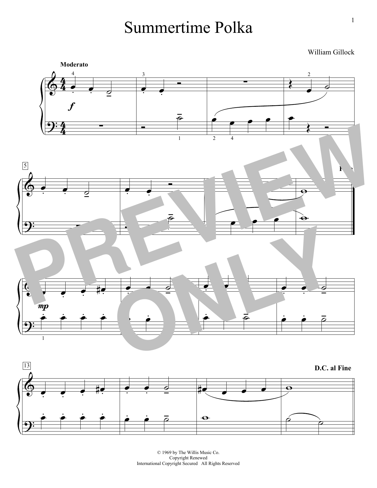 William Gillock Summertime Polka Sheet Music Notes & Chords for Educational Piano - Download or Print PDF