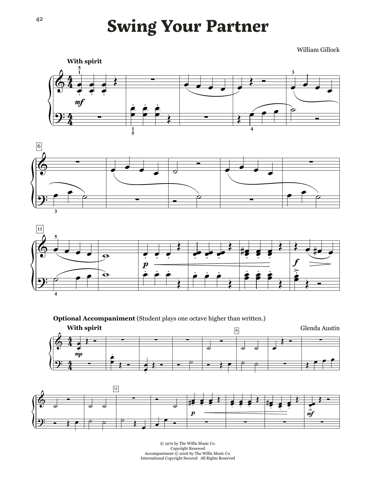 William Gillock Swing Your Partner Sheet Music Notes & Chords for Educational Piano - Download or Print PDF