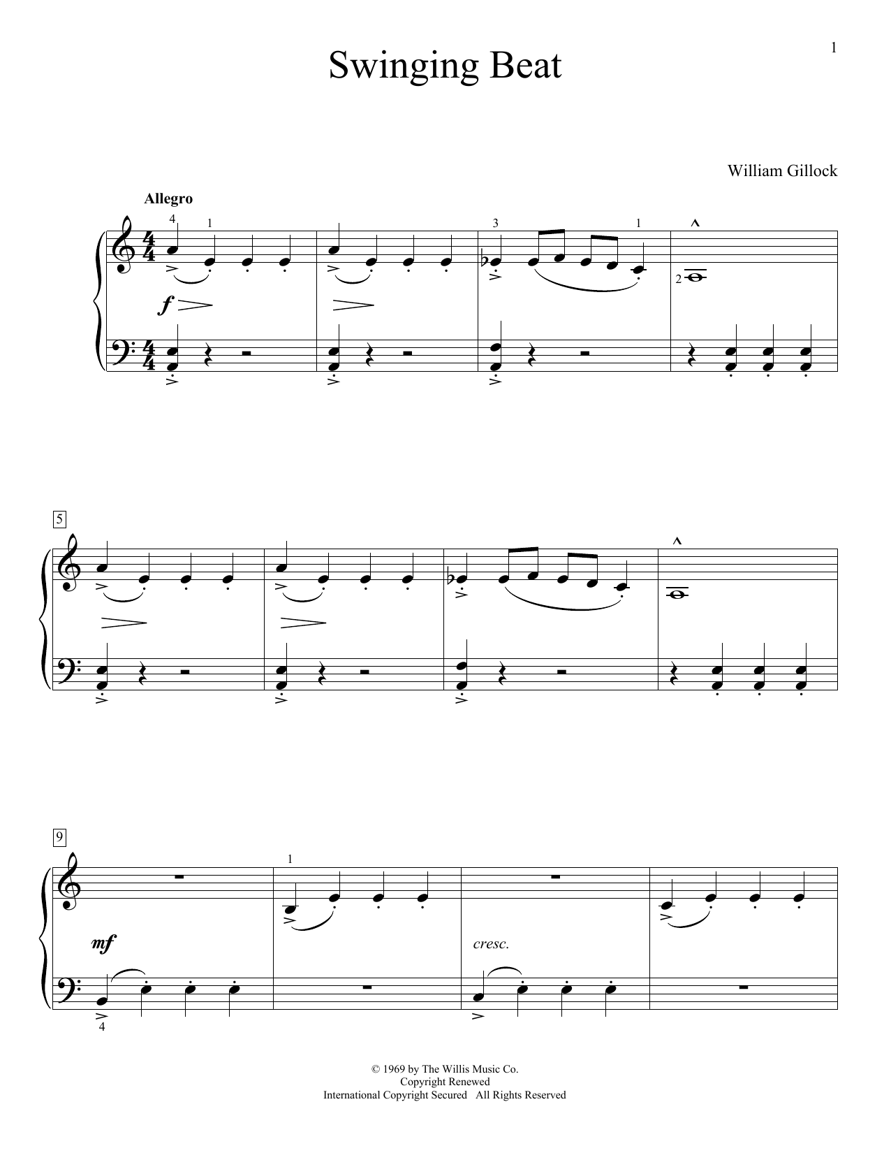 William Gillock The Swinging Sioux Sheet Music Notes & Chords for Educational Piano - Download or Print PDF