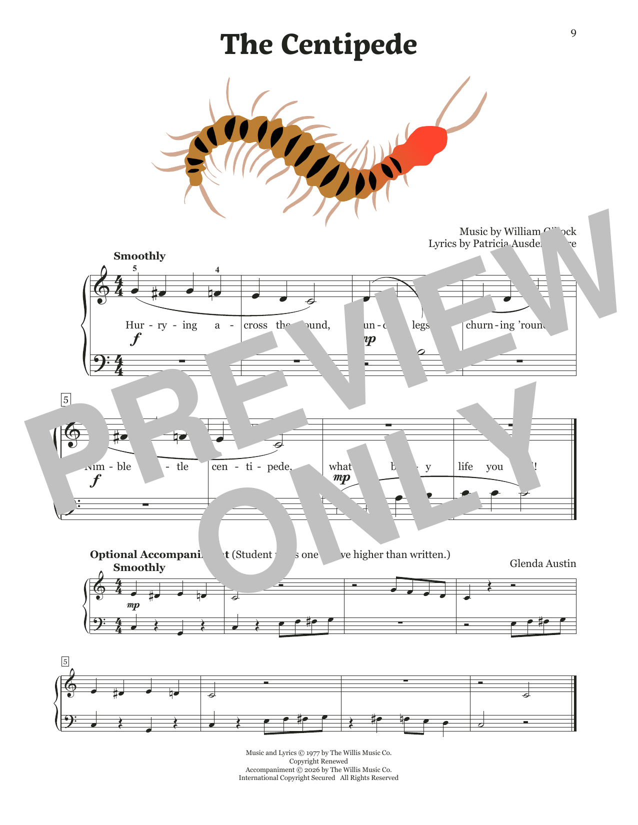 William Gillock The Centipede Sheet Music Notes & Chords for Educational Piano - Download or Print PDF