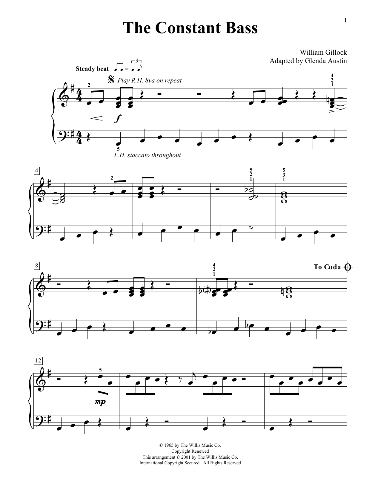 William Gillock The Constant Bass (Simplified) (adapted by Glenda Austin) Sheet Music Notes & Chords for Educational Piano - Download or Print PDF
