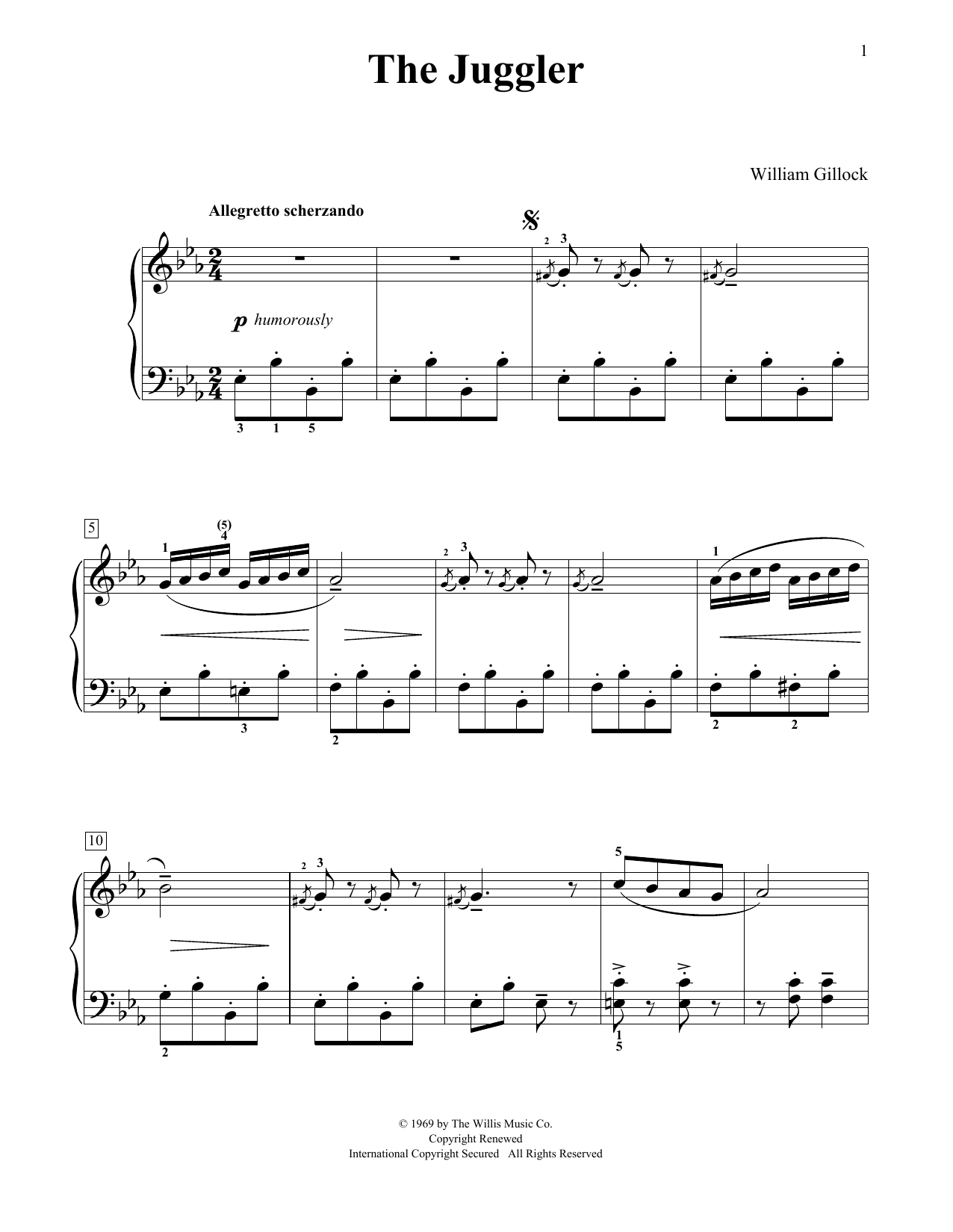 William Gillock The Juggler Sheet Music Notes & Chords for Educational Piano - Download or Print PDF