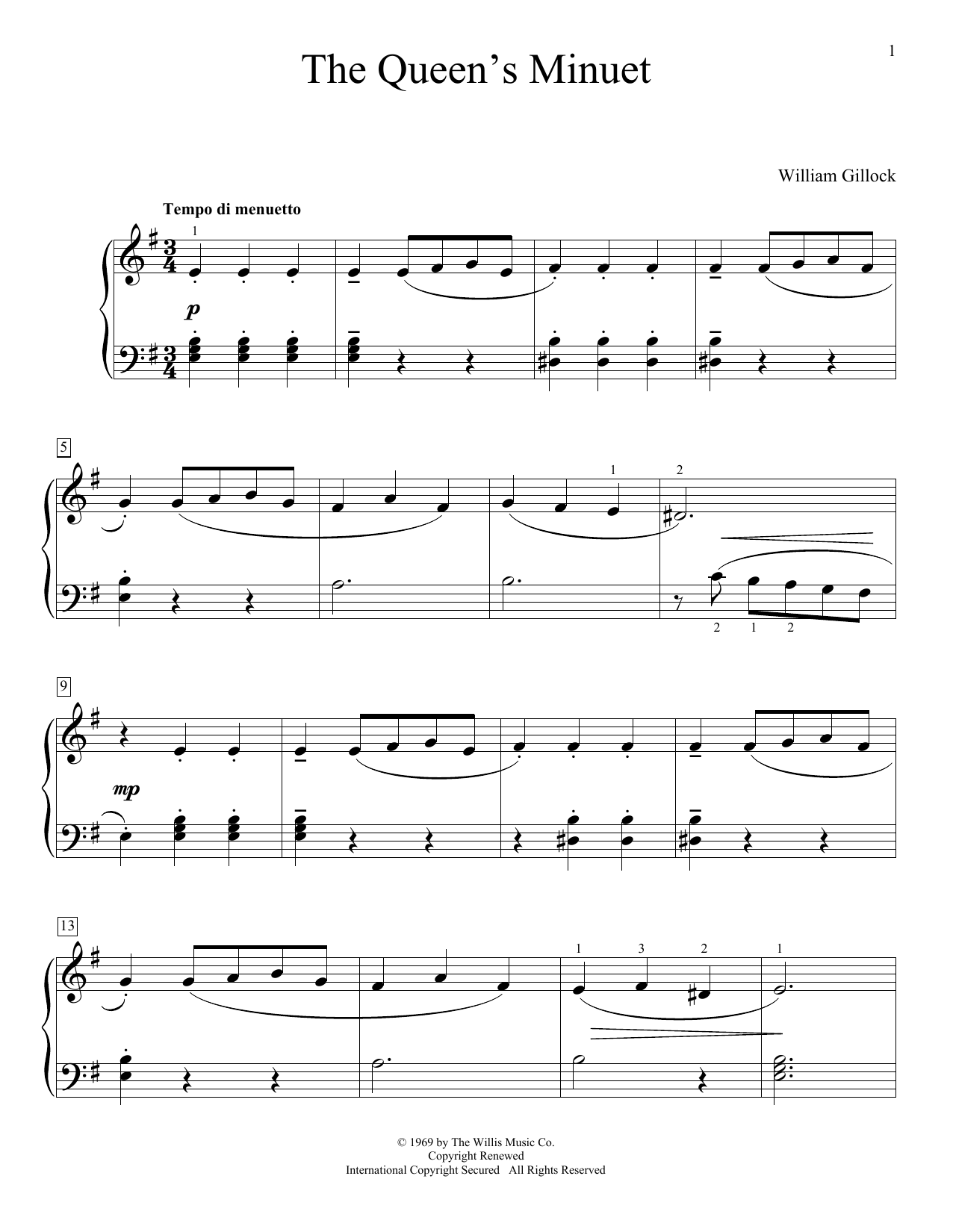 William Gillock The Queen's Minuet Sheet Music Notes & Chords for Educational Piano - Download or Print PDF