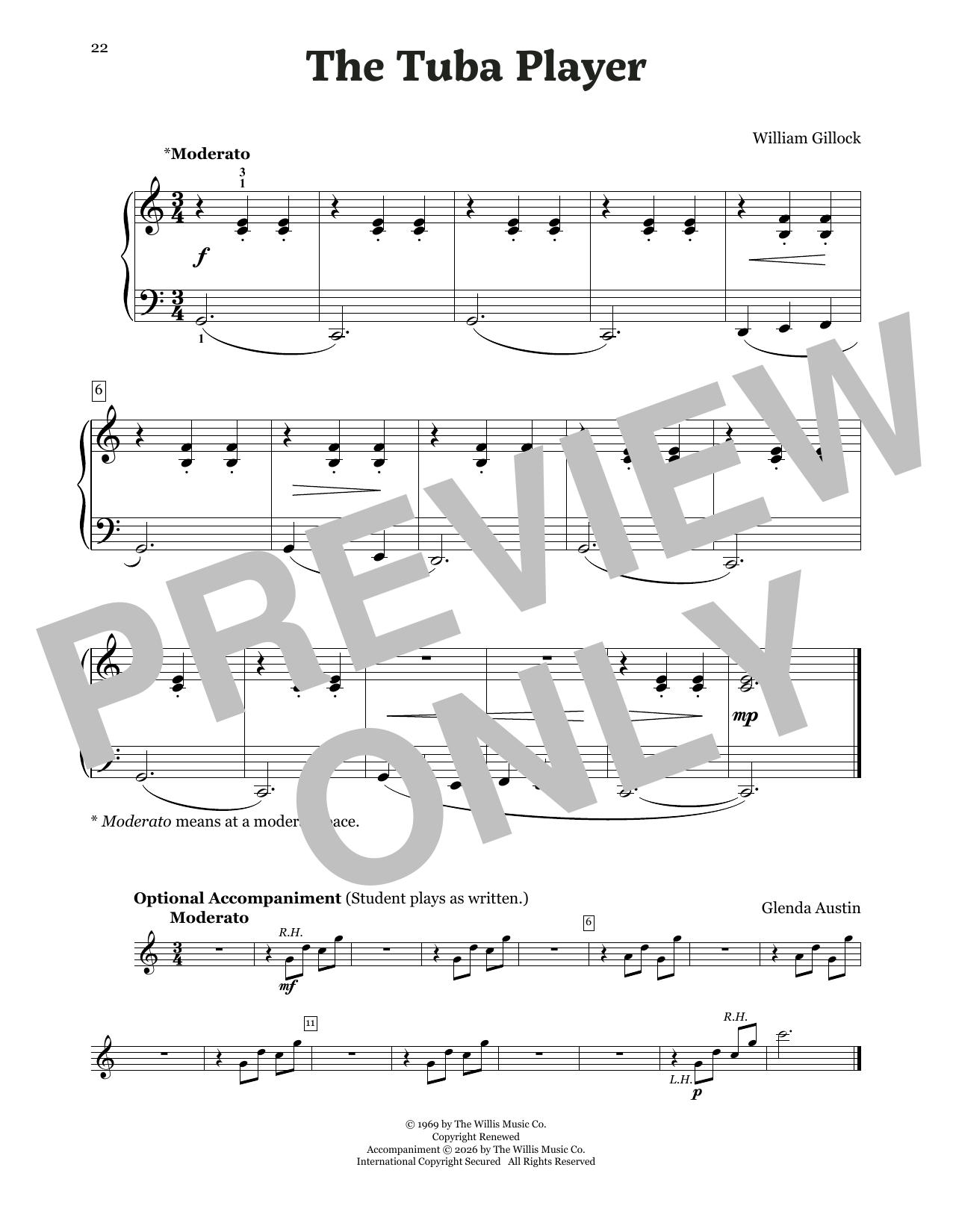 William Gillock The Tuba Player Sheet Music Notes & Chords for Educational Piano - Download or Print PDF