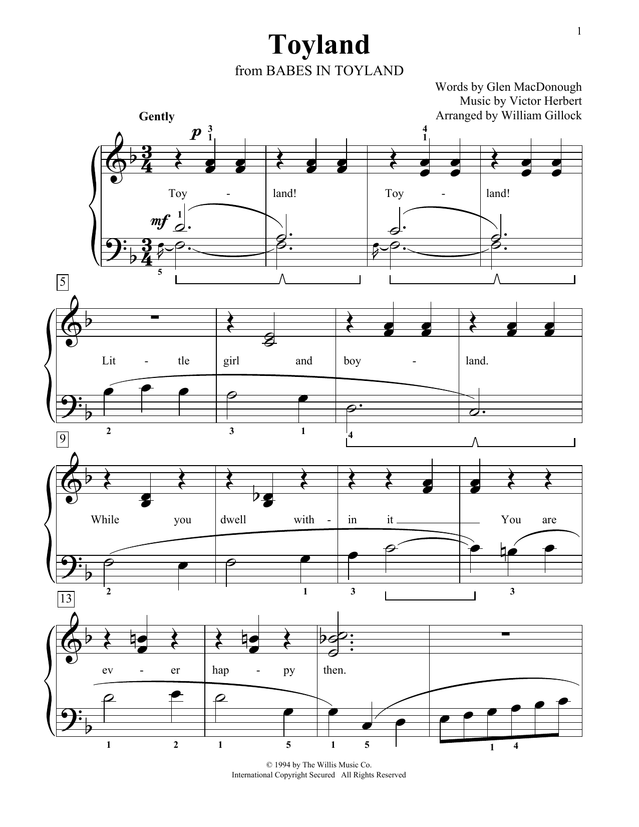 William Gillock Toyland Sheet Music Notes & Chords for Educational Piano - Download or Print PDF