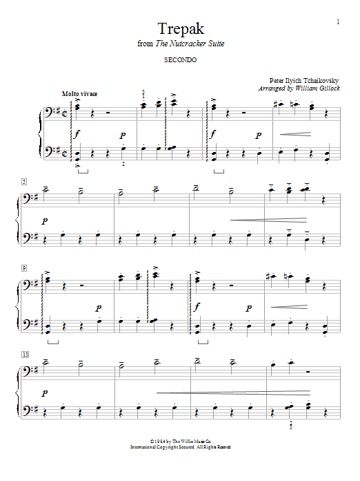 William Gillock Trepak Sheet Music Notes & Chords for Piano Duet - Download or Print PDF