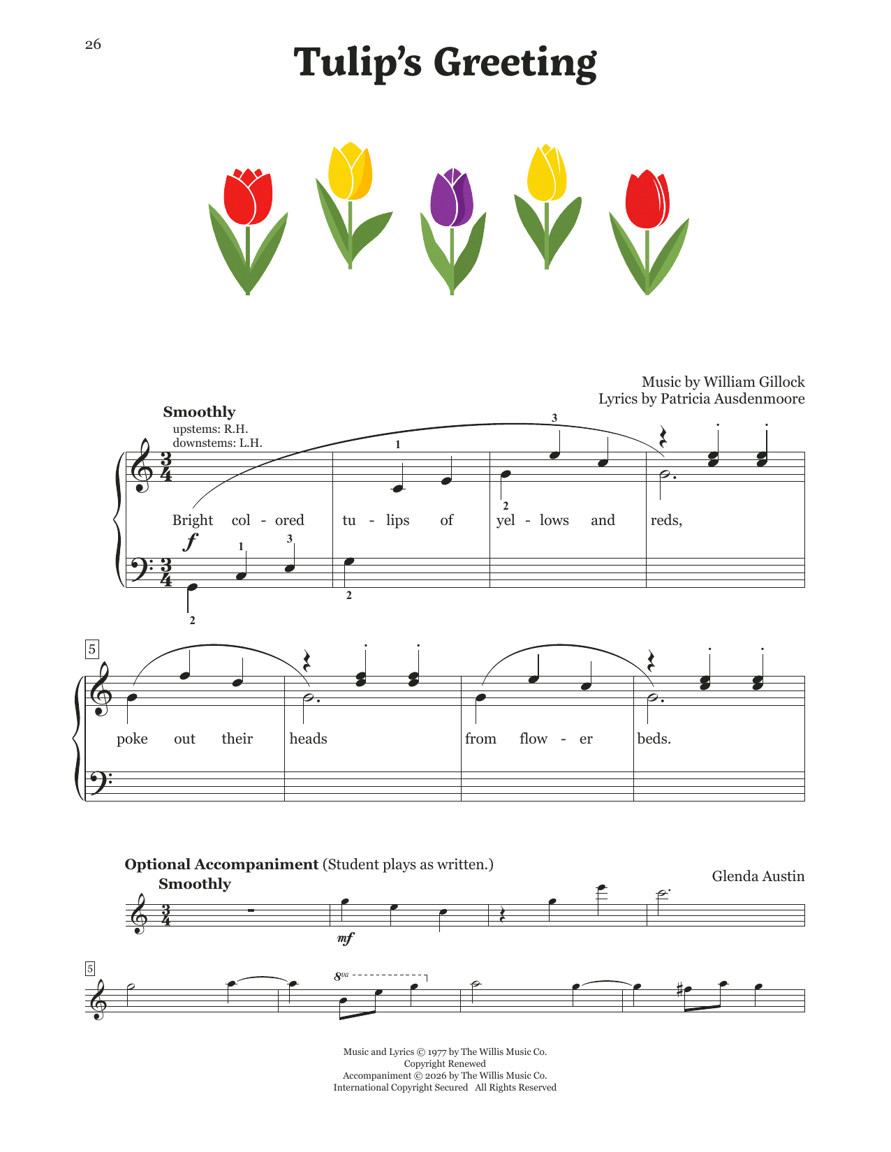 William Gillock Tulip's Greeting Sheet Music Notes & Chords for Educational Piano - Download or Print PDF