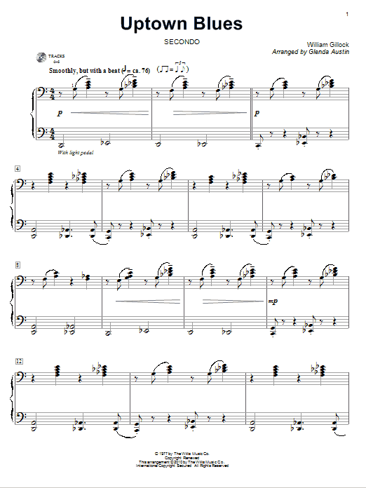 William Gillock Uptown Blues Sheet Music Notes & Chords for Piano Duet - Download or Print PDF