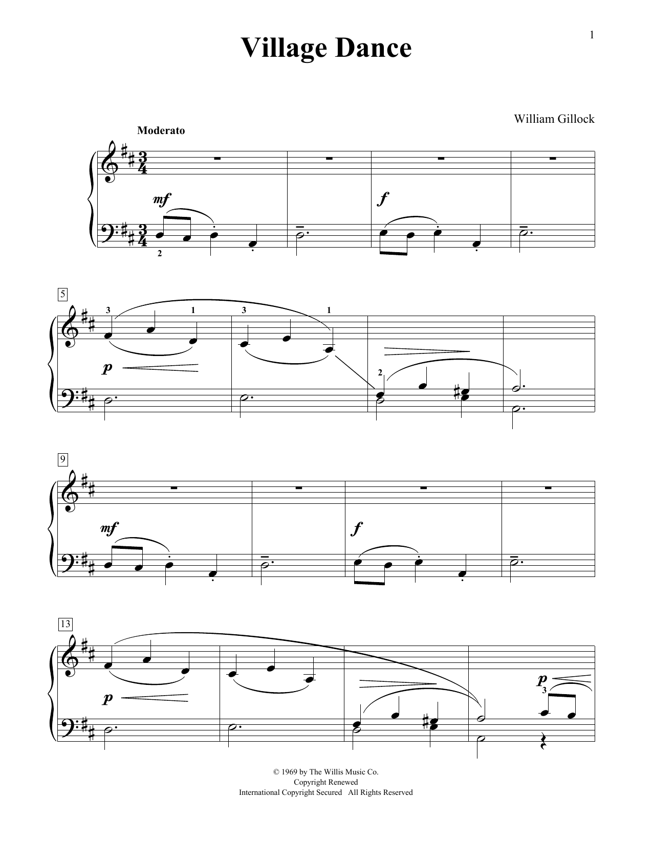 William Gillock Village Dance Sheet Music Notes & Chords for Educational Piano - Download or Print PDF