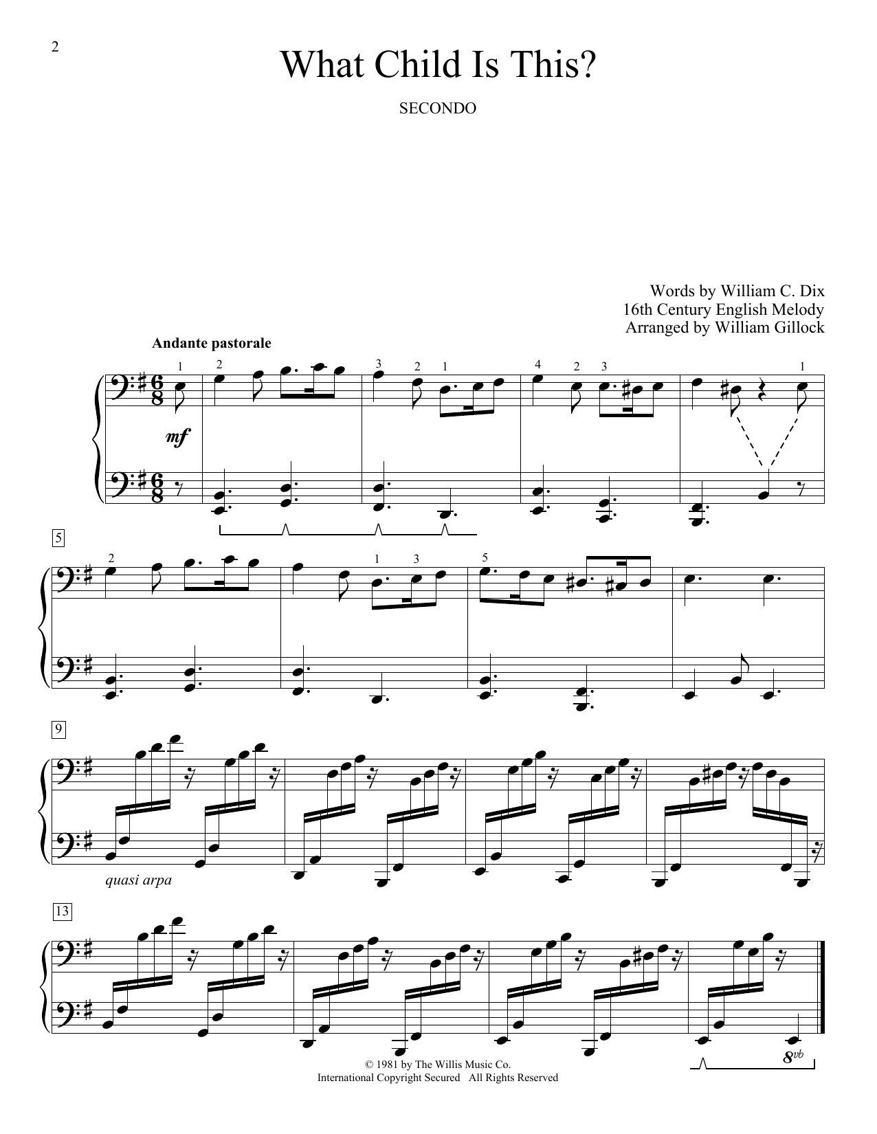William Gillock What Child Is This? Sheet Music Notes & Chords for Piano Duet - Download or Print PDF