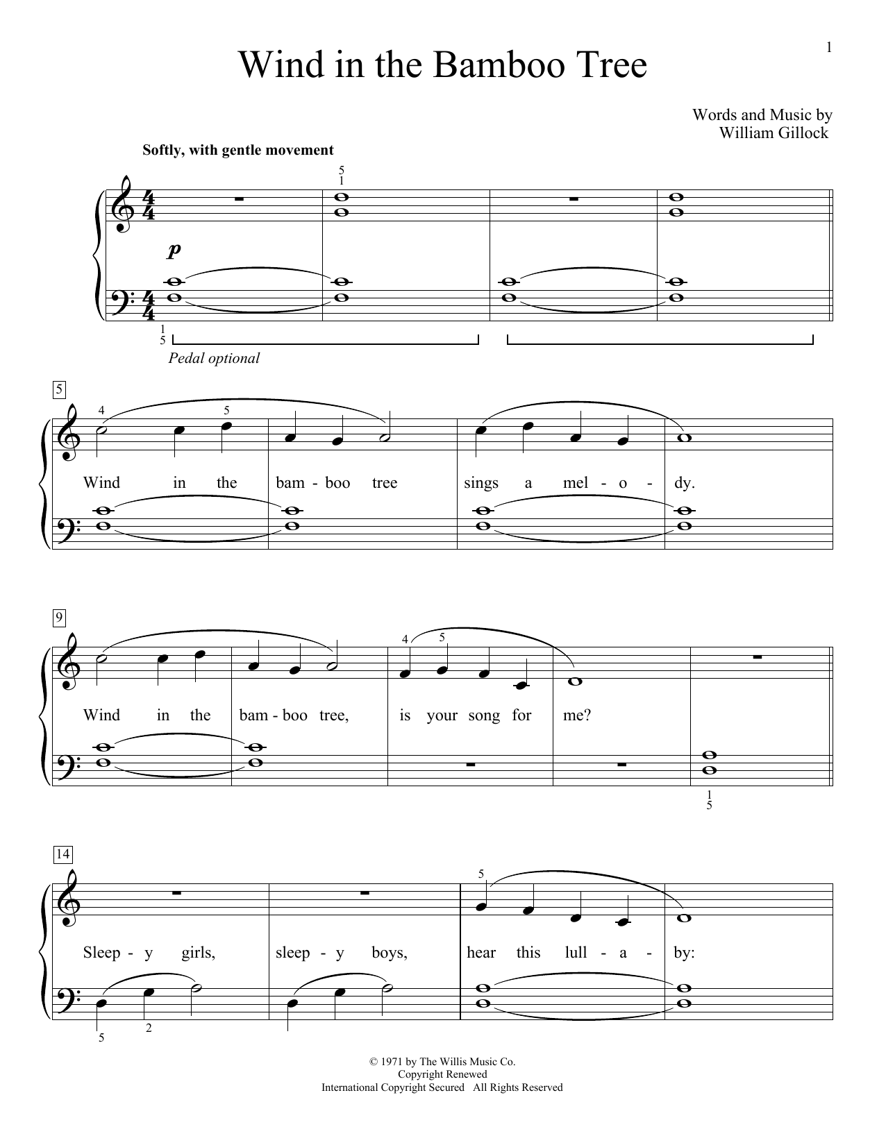 William Gillock Wind In The Bamboo Tree Sheet Music Notes & Chords for Educational Piano - Download or Print PDF