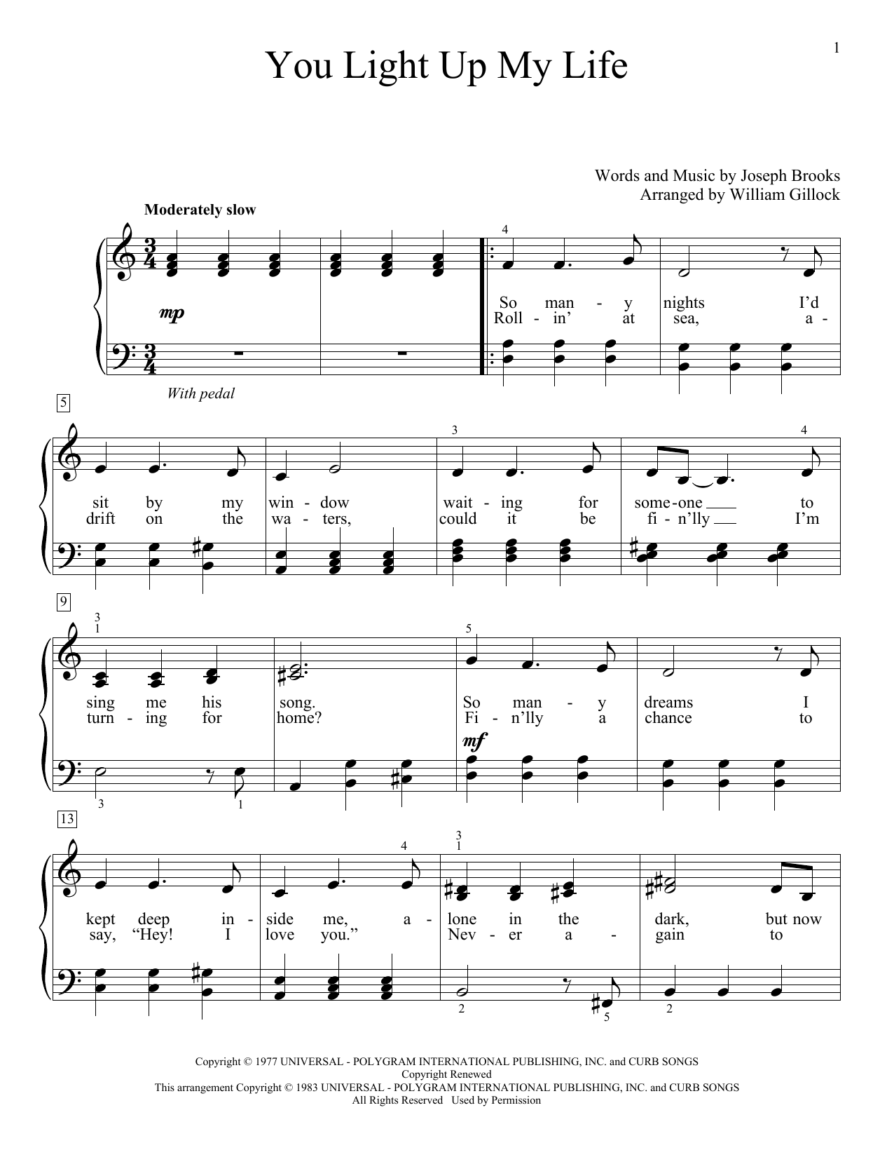 William Gillock You Light Up My Life Sheet Music Notes & Chords for Educational Piano - Download or Print PDF
