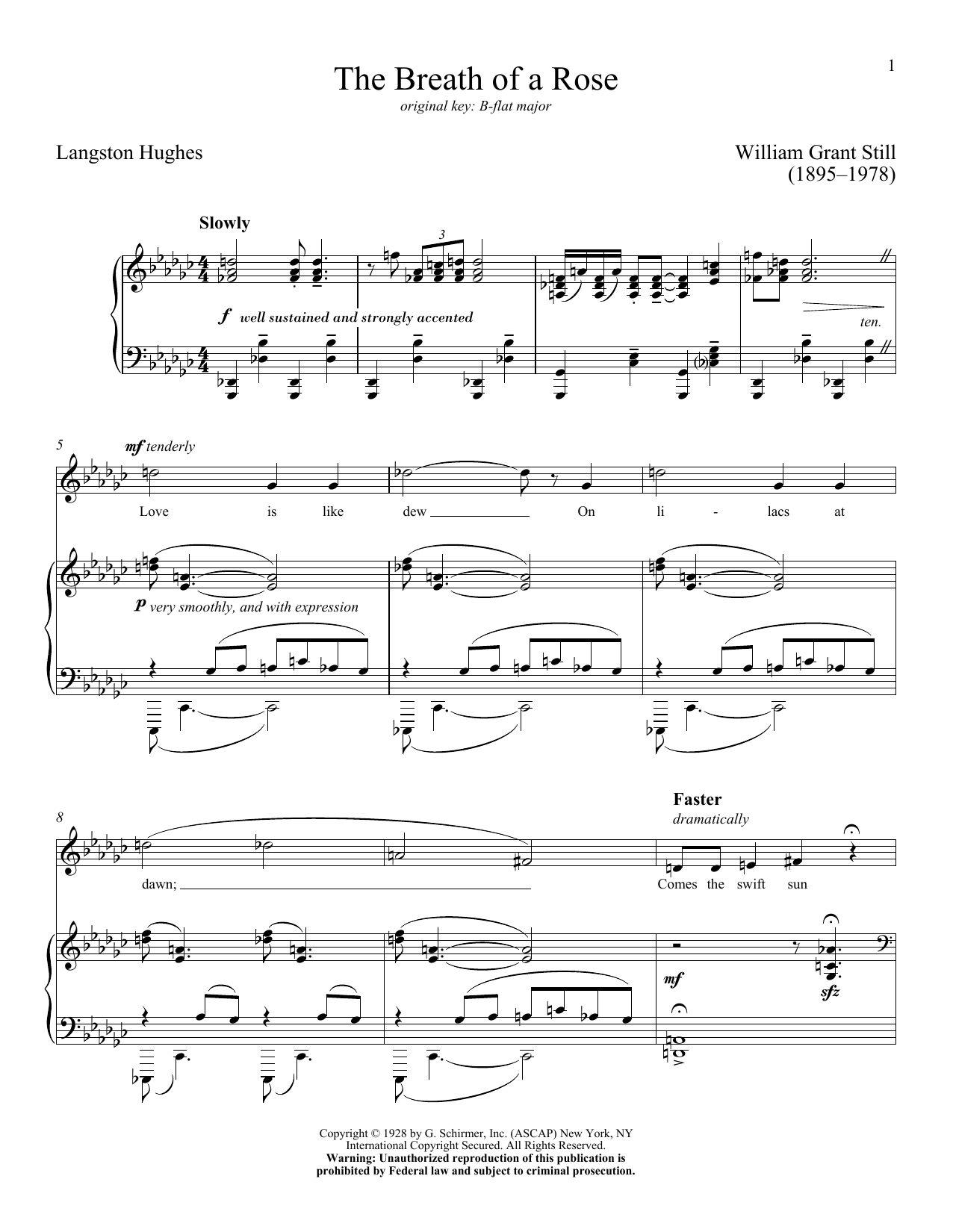 William Grant Still The Breath Of A Rose Sheet Music Notes & Chords for Piano & Vocal - Download or Print PDF