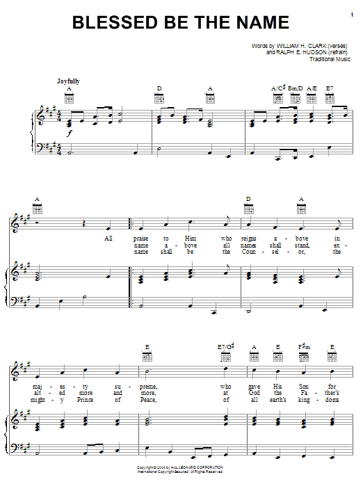 William H. Clark Blessed Be The Name Sheet Music Notes & Chords for Lyrics & Chords - Download or Print PDF