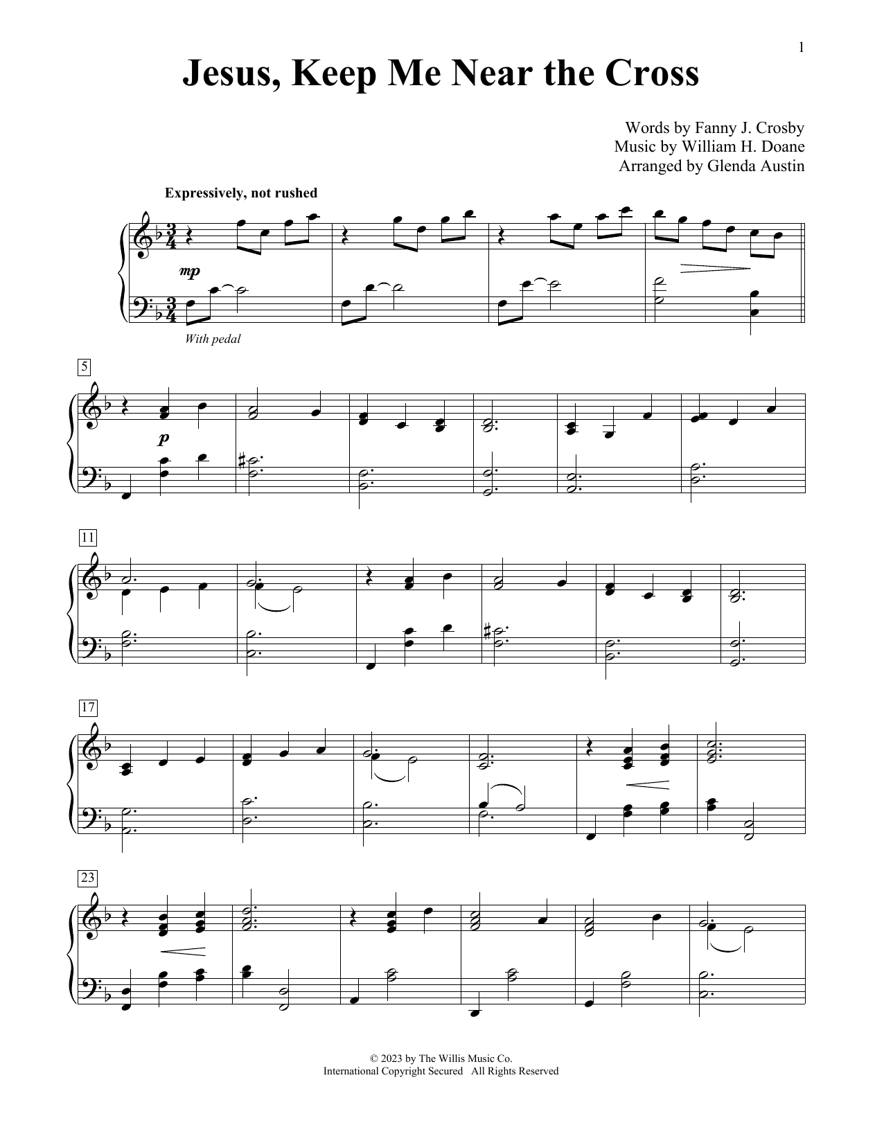William H. Doane Jesus, Keep Me Near The Cross (arr. Glenda Austin) Sheet Music Notes & Chords for Educational Piano - Download or Print PDF