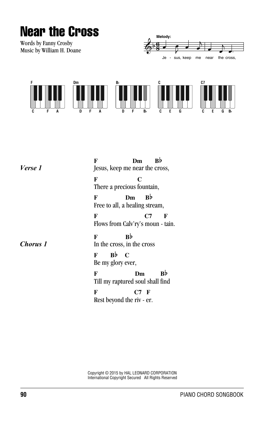 William H. Doane Near The Cross Sheet Music Notes & Chords for Lyrics & Piano Chords - Download or Print PDF