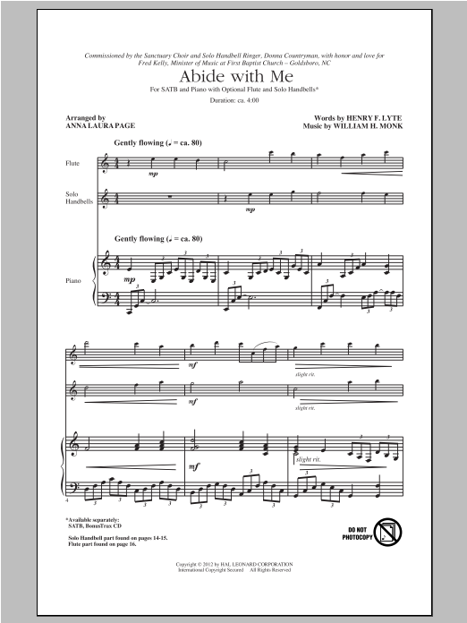 William H. Monk Abide With Me (arr. Anna Laura Page) Sheet Music Notes & Chords for SATB - Download or Print PDF