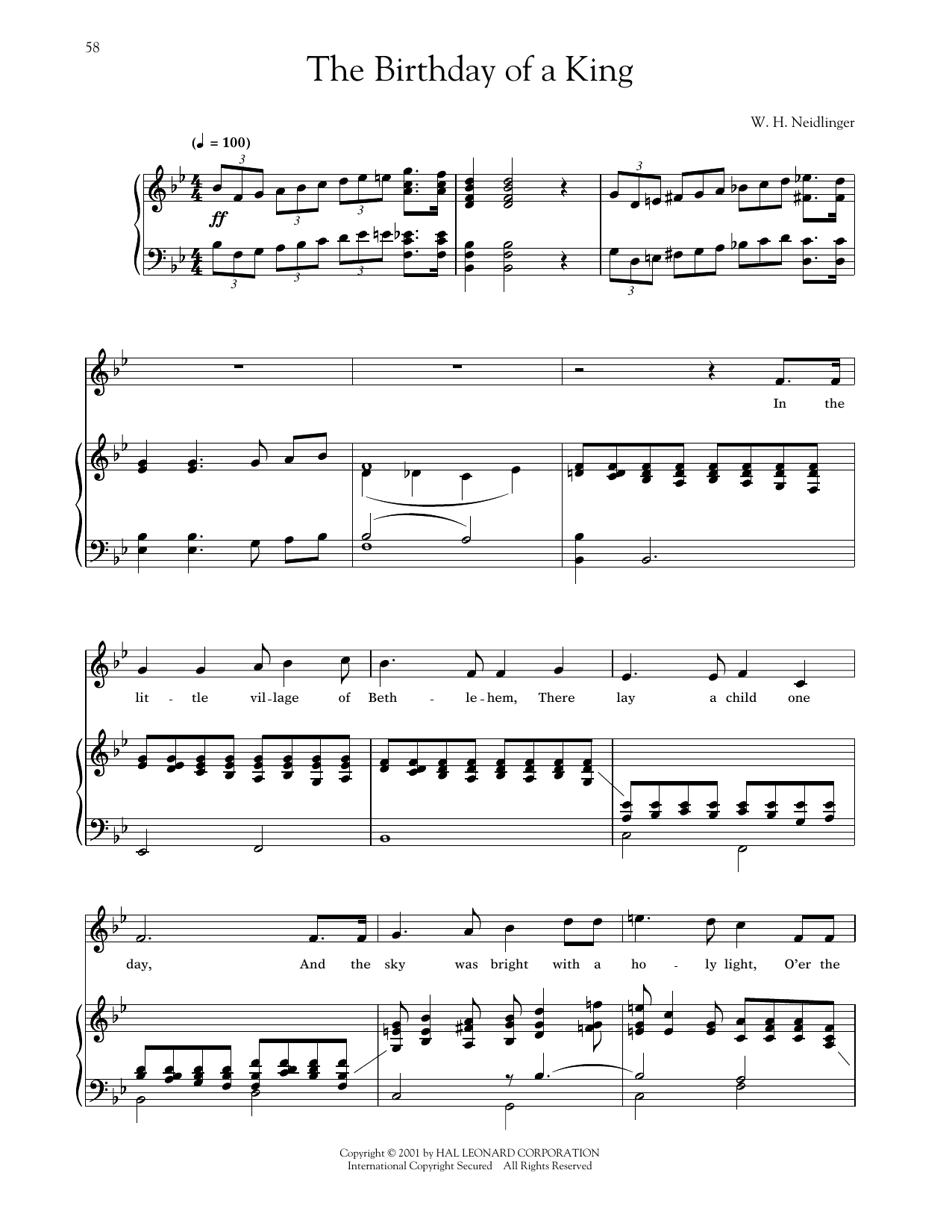 William H. Neidlinger The Birthday Of A King (arr. Joan Frey Boytim) Sheet Music Notes & Chords for Piano & Vocal - Download or Print PDF
