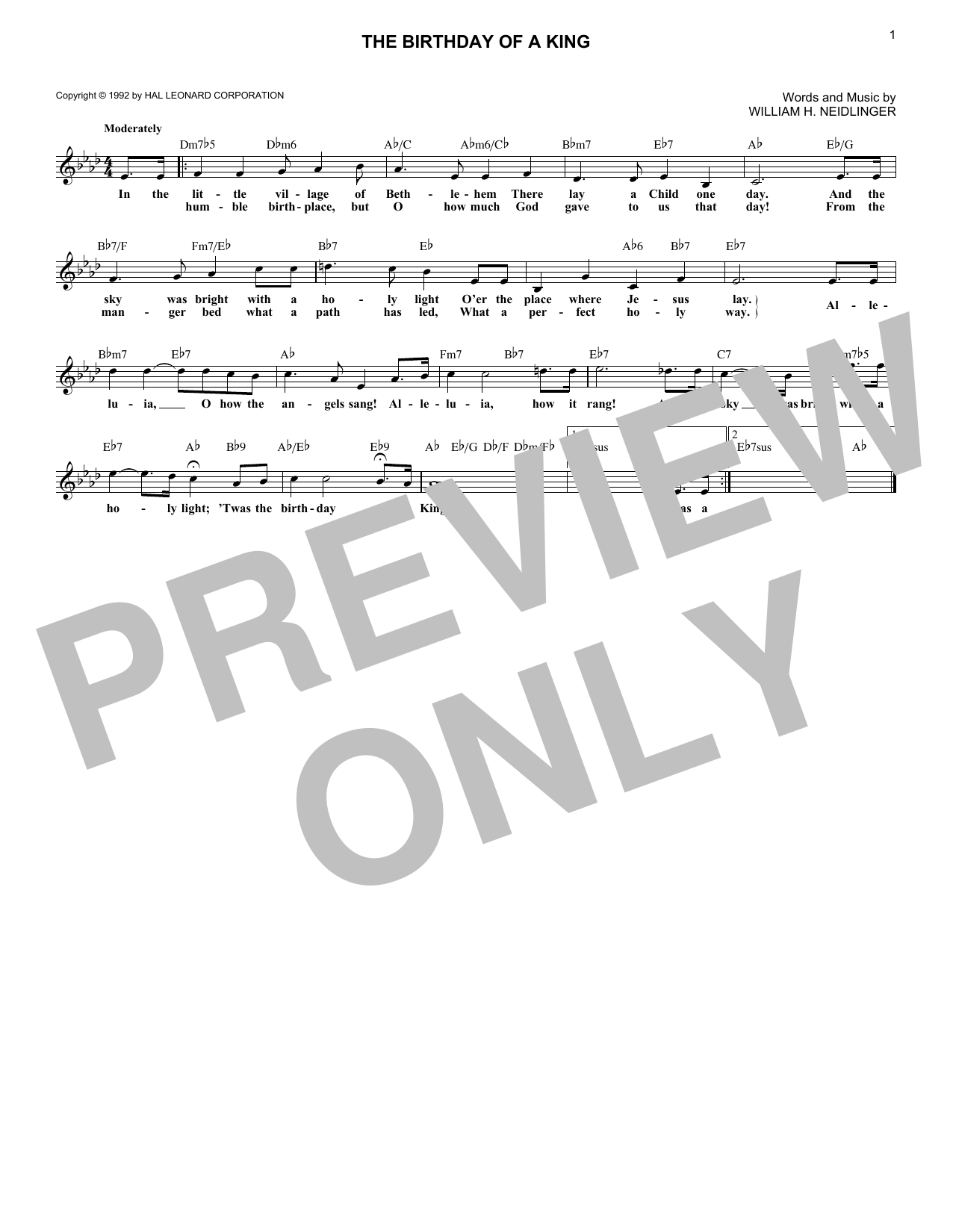 William H. Neidlinger The Birthday Of A King Sheet Music Notes & Chords for Ukulele - Download or Print PDF