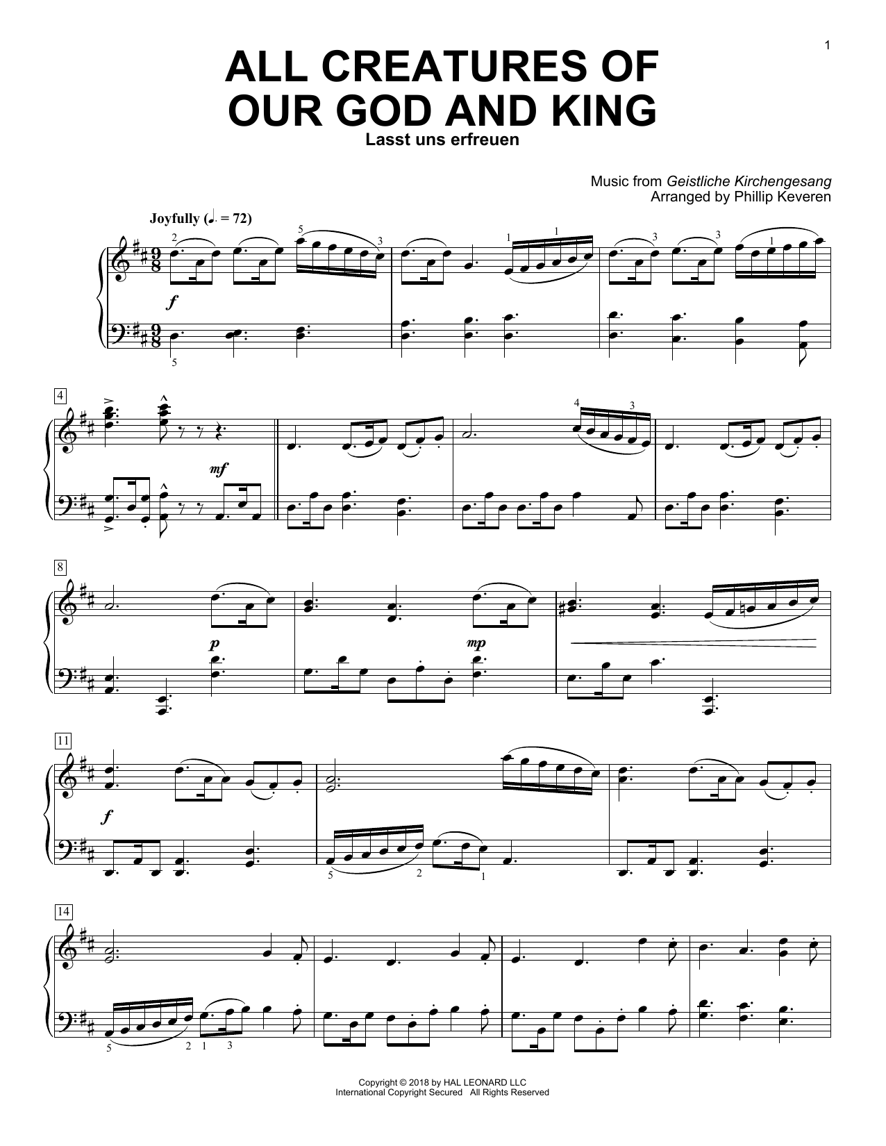 William Henry Draper All Creatures Of Our God And King (arr. Phillip Keveren) Sheet Music Notes & Chords for Piano - Download or Print PDF