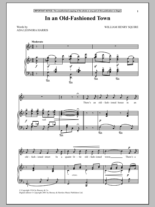 William Henry Squire In An Old-Fashioned Town Sheet Music Notes & Chords for Piano & Vocal - Download or Print PDF