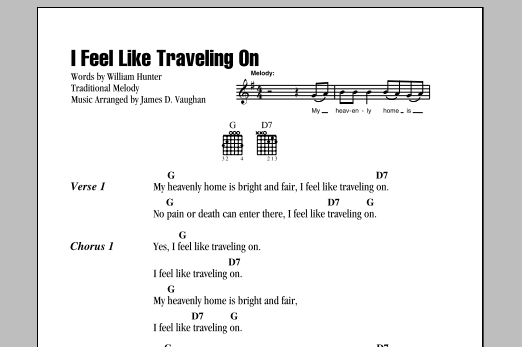William Hunter I Feel Like Traveling On Sheet Music Notes & Chords for Lyrics & Chords - Download or Print PDF