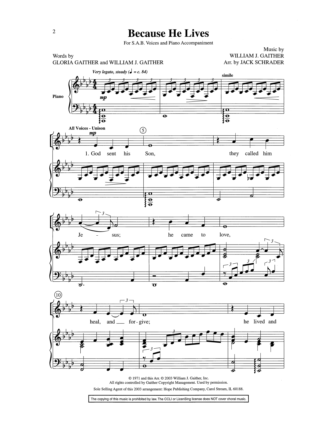 William J. Gaither Because He Lives Sheet Music Notes & Chords for Choral - Download or Print PDF