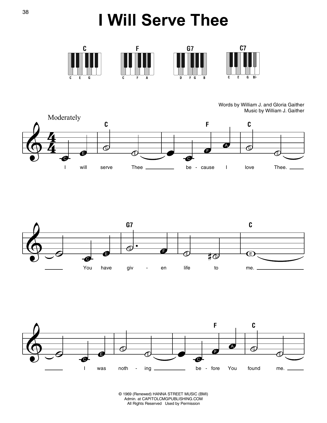 William J. Gaither I Will Serve Thee Sheet Music Notes & Chords for Super Easy Piano - Download or Print PDF