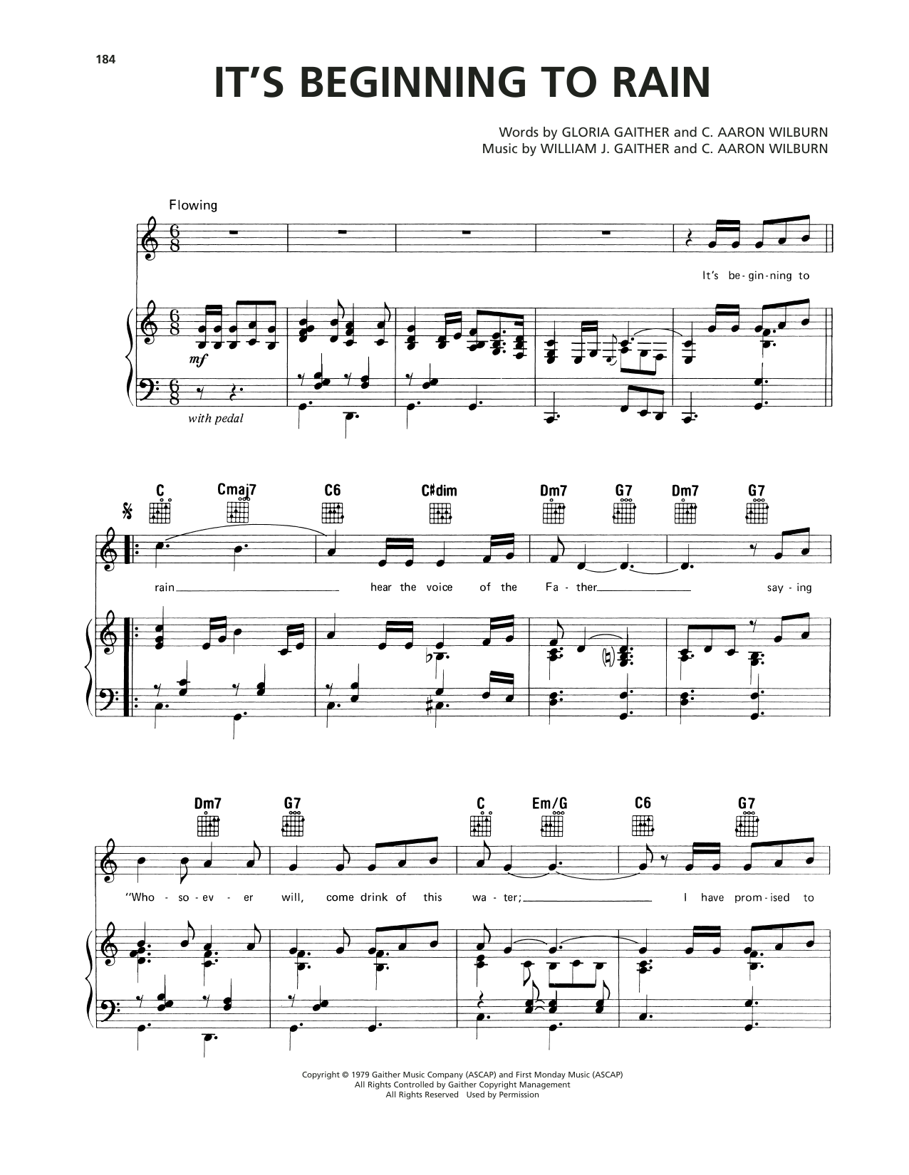 William J. Gaither It's Beginning To Rain Sheet Music Notes & Chords for Piano, Vocal & Guitar Chords (Right-Hand Melody) - Download or Print PDF