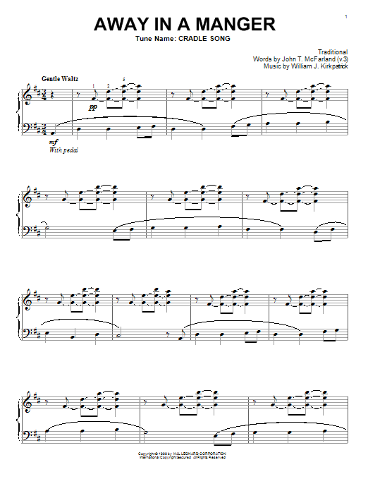 William J. Kirkpatrick Away In A Manger Sheet Music Notes & Chords for Melody Line, Lyrics & Chords - Download or Print PDF