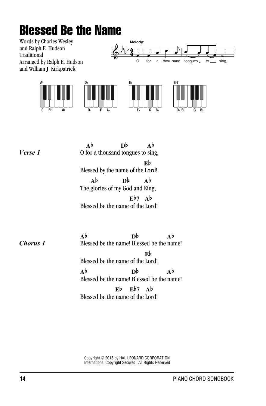 William J. Kirkpatrick Blessed Be The Name Sheet Music Notes & Chords for ChordBuddy - Download or Print PDF