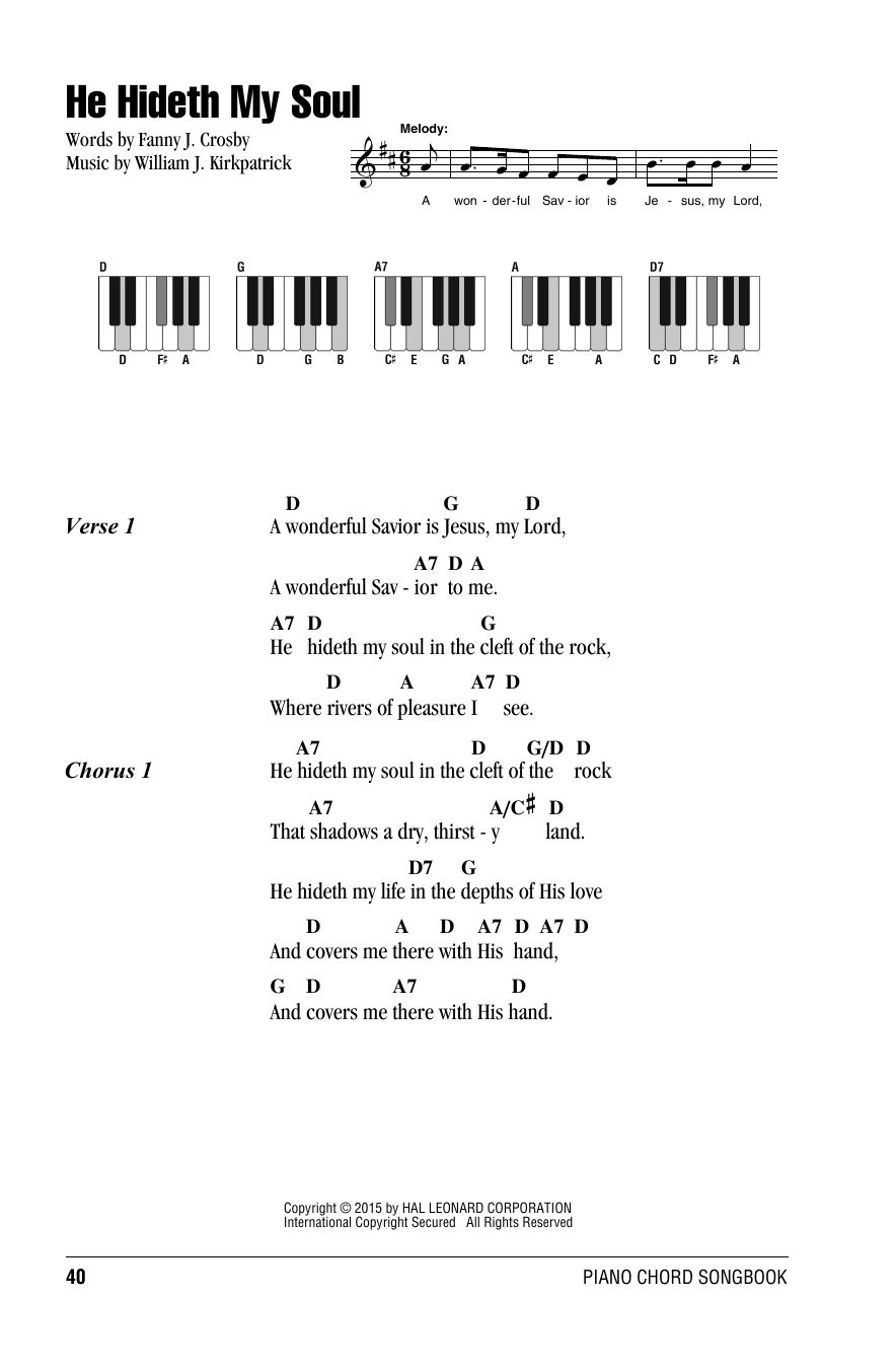 William J. Kirkpatrick He Hideth My Soul Sheet Music Notes & Chords for Lyrics & Piano Chords - Download or Print PDF