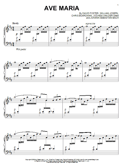 William Joseph Ave Maria Sheet Music Notes & Chords for Piano Solo - Download or Print PDF