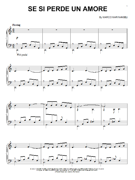 William Joseph Se Si Perde Un Amore Sheet Music Notes & Chords for Piano - Download or Print PDF