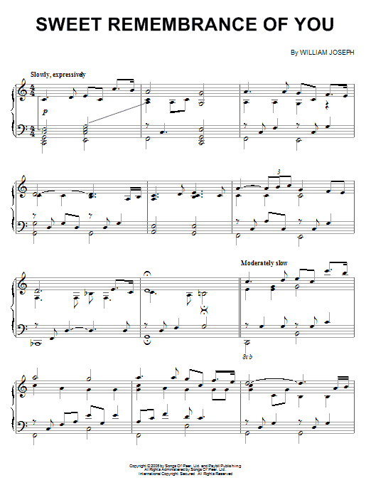 William Joseph Sweet Remembrance Of You Sheet Music Notes & Chords for Piano - Download or Print PDF