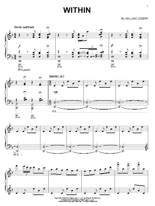 William Joseph Within Sheet Music Notes & Chords for Piano Solo - Download or Print PDF