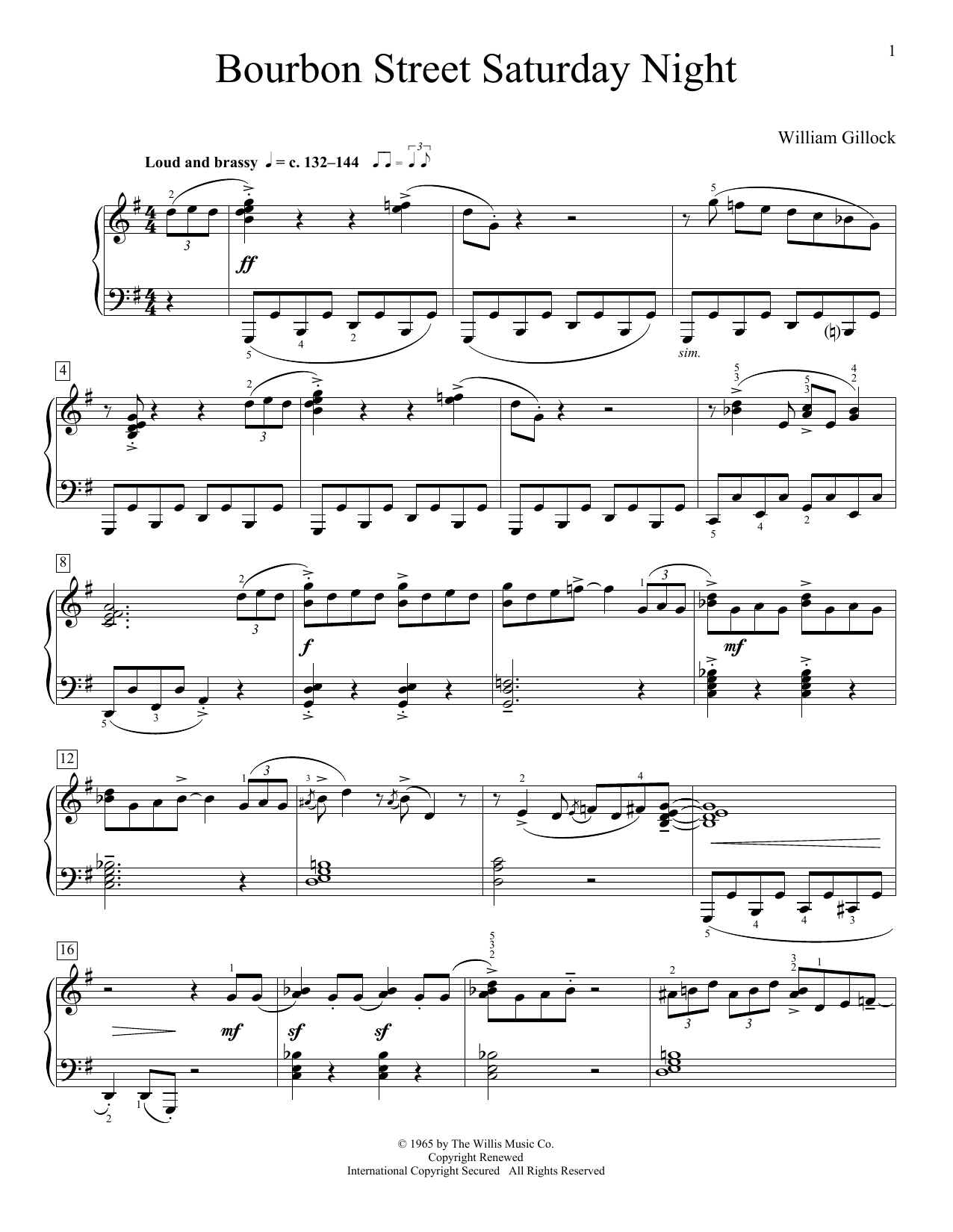 William Gillock Bourbon Street Saturday Night Sheet Music Notes & Chords for Educational Piano - Download or Print PDF