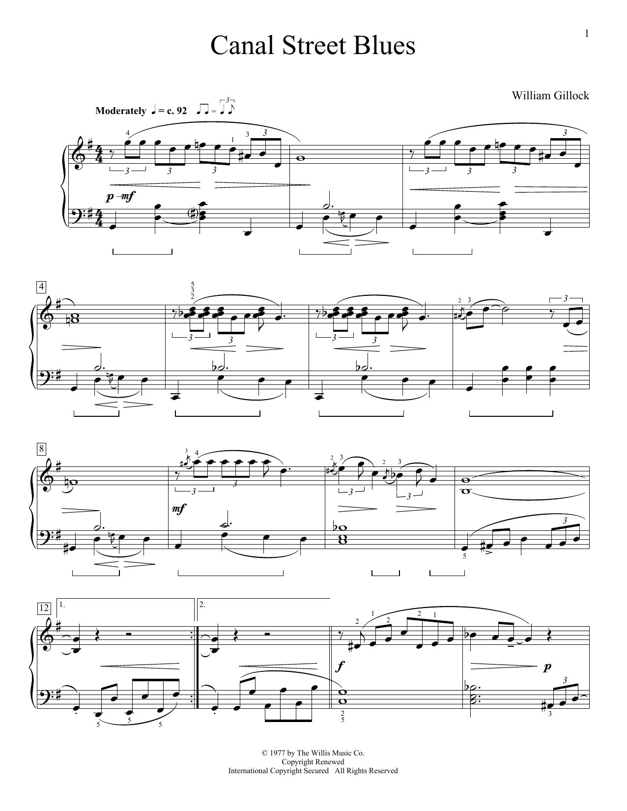 William Gillock Canal Street Blues Sheet Music Notes & Chords for Educational Piano - Download or Print PDF