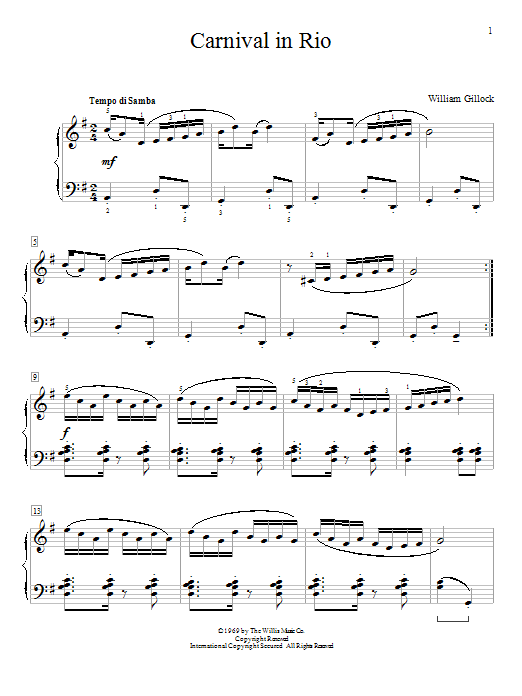 William Gillock Carnival In Rio Sheet Music Notes & Chords for Educational Piano - Download or Print PDF