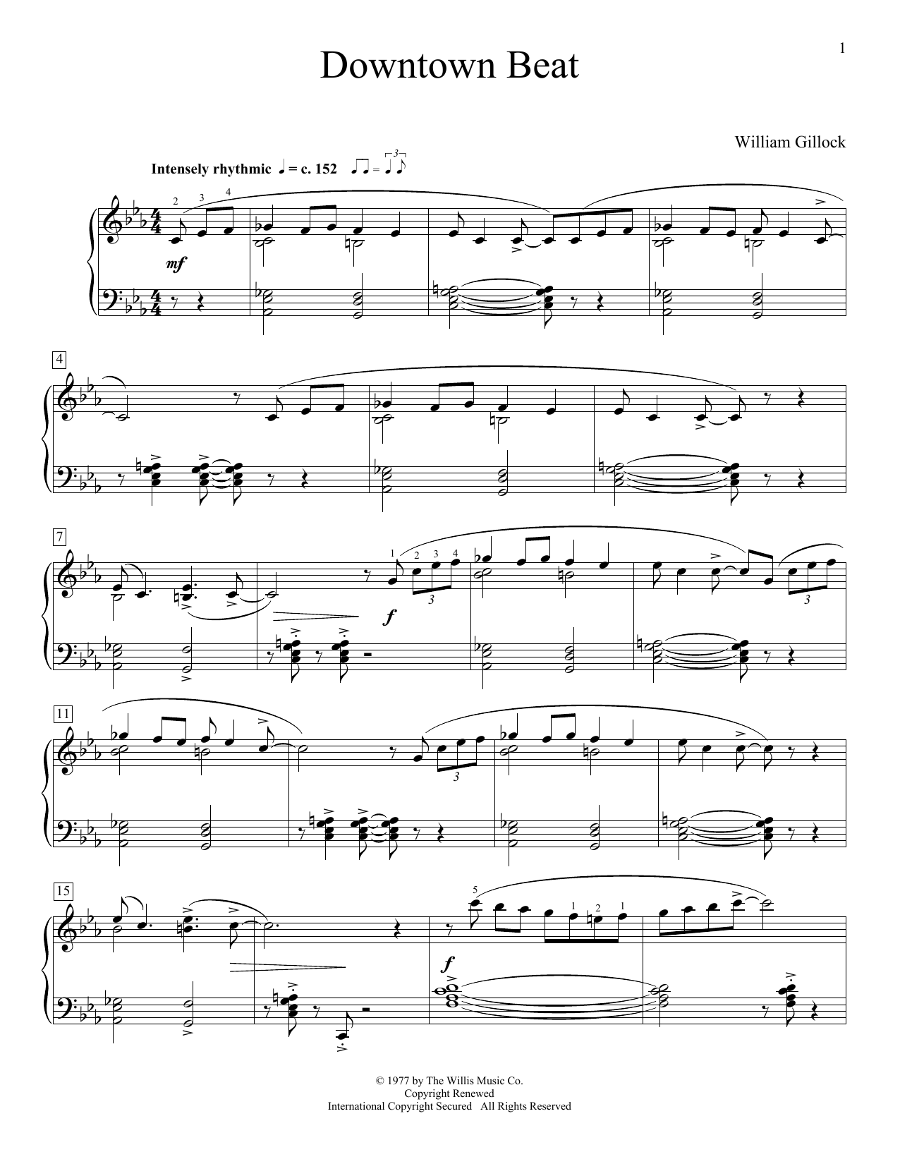 William Gillock Downtown Beat Sheet Music Notes & Chords for Educational Piano - Download or Print PDF